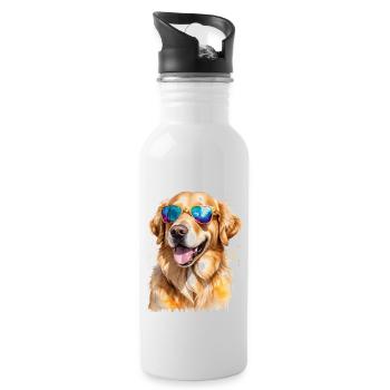Lunettes de soleil Golden Retriever Chien Design Print - Gourde avec paille intégrée - blanc - Droite