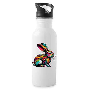 Lapin - Gourde avec paille intégrée - blanc - Droite