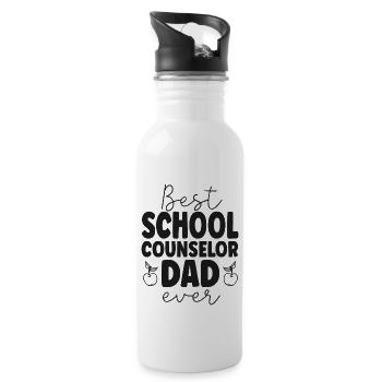 School Counselor Dad Best School - Water bottle with straw - white - Right