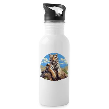 Tigre du Bengale Roi Tigre - Gourde avec paille intégrée - blanc - Droite