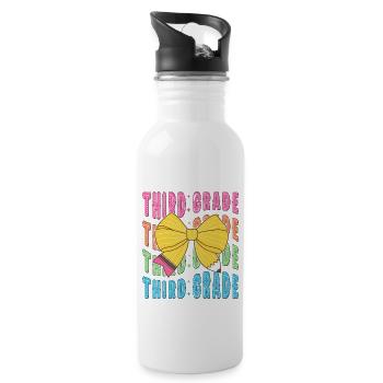 3rd Grade Teacher Pencil Coquetteheartpre-kinderga - Water bottle with straw - white - Right