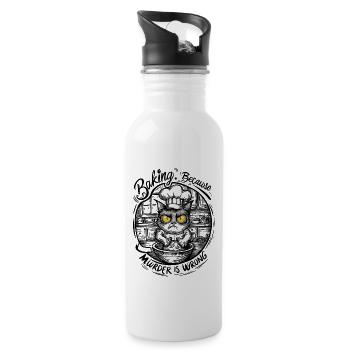 Funny Cat Baking Because Murder Is Wrong - Water bottle with straw - white - Right