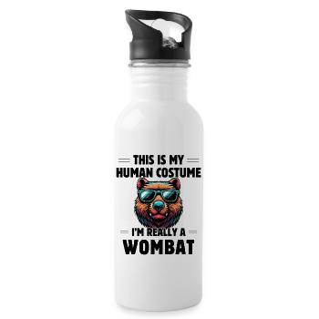 C’est mon costume humain, je suis vraiment un wombat - Gourde avec paille intégrée - blanc - Droite
