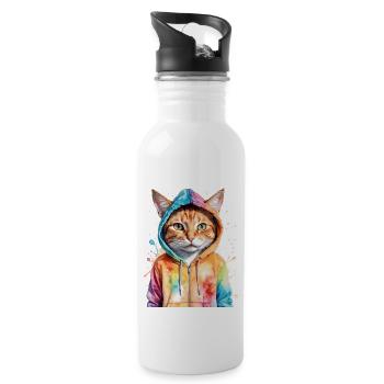 Chat Sweat à capuche Coloré Drôle Animal Design Imprimer - Gourde avec paille intégrée - blanc - Droite