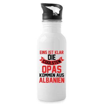 Albanian Albanian Grandpa Grandfather Albania - Water bottle with straw - white - Right