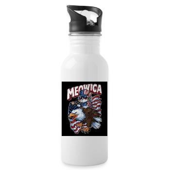 Chat patriotique chevauchant un pygargue à tête blanche Meowica 4 - Gourde avec paille intégrée - blanc - Droite