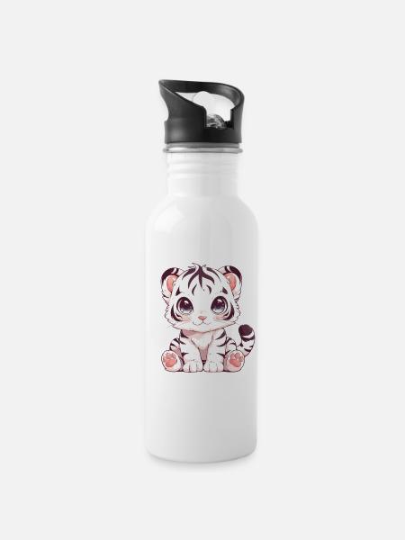 Tigre blanc Weiße Tigre Weißer Tigre - Gourde avec paille intégrée - blanc