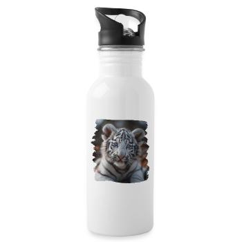 White Tiger Weiße Tiger Weißer Tiger - Water bottle with straw - white - Right