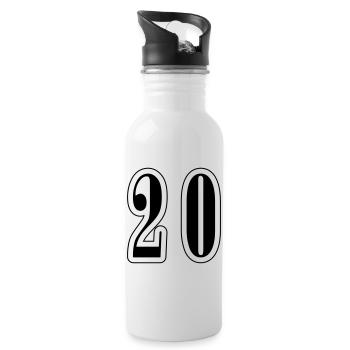 20 Zahl symbol - Trinkflasche mit integriertem Trinkhalm - Weiß - Rechts
