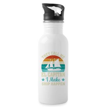 Retro Ship Men - Water bottle with straw - white - Right