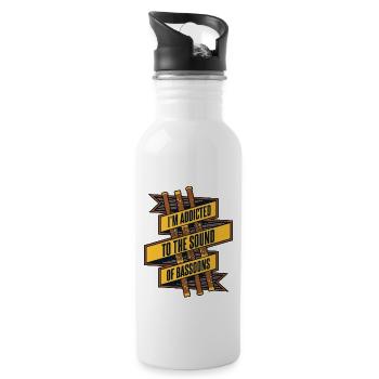 Süchtig nach dem Klang der Fagotte Aerophon-Musik - Trinkflasche mit integriertem Trinkhalm - Weiß - Rechts