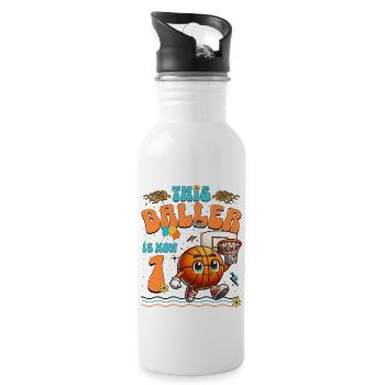 Basketball 1st Birthday Children's Birthday - Water bottle with straw - white - Right