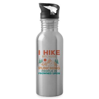 I Hike Because Punching People Is Frowned Upon Hik - Trinkflasche mit integriertem Trinkhalm - Lightsilver - Rechts
