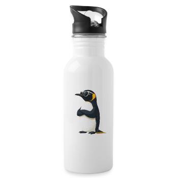 Lustiger Spruch Pinguin Bürohumor Funny Herren - Trinkflasche mit integriertem Trinkhalm - Weiß - Rechts