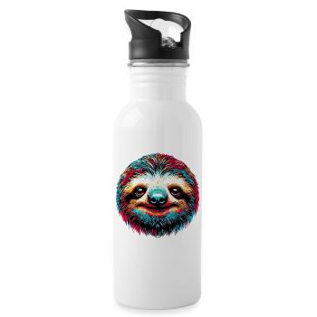 Faultier - Trinkflasche mit integriertem Trinkhalm - Weiß - Rechts