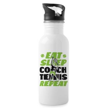 Joueur de tennis drôle entraîneur de raquette - Gourde avec paille intégrée - blanc - Droite