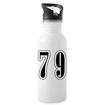 79 Zahl Symbol - Trinkflasche mit integriertem Trinkhalm - Weiß - Rechts