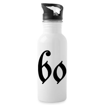 60. 60 JAHRE. 60-JÄHRIGES JUBILÄUM. 60. GEBURTSTAG. - Trinkflasche mit integriertem Trinkhalm - Weiß - Rechts