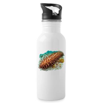 Sea Cucumber Seegurken Seegurke - Trinkflasche mit integriertem Trinkhalm - Weiß - Rechts
