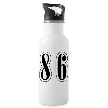 86 Zahl Symbol - Trinkflasche mit integriertem Trinkhalm - Weiß - Rechts
