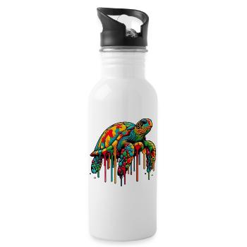 Schildkröte - Trinkflasche mit integriertem Trinkhalm - Weiß - Rechts