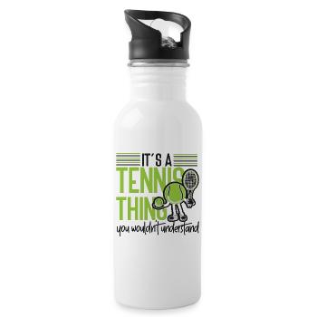 Funny Tennis Player Racket It's A - Trinkflasche mit integriertem Trinkhalm - Weiß - Rechts