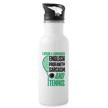Drôle de joueur de tennis raquette je parle - Gourde avec paille intégrée - blanc - Droite