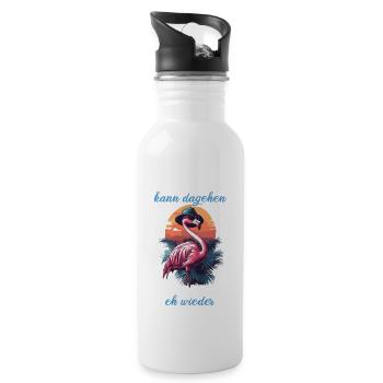 Damen Flamingo Bin Los kann Dagehen Es Eskaliert - Trinkflasche mit integriertem Trinkhalm - Weiß - Rechts