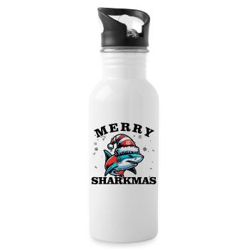 Merry Sharkmas - Noël - Gourde avec paille intégrée - blanc - Droite