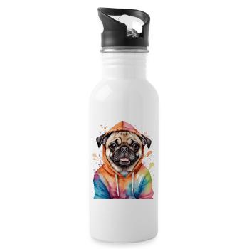 Carlin sweat à capuche chien coloré drôle Animal Design imprimé - Gourde avec paille intégrée - blanc - Droite