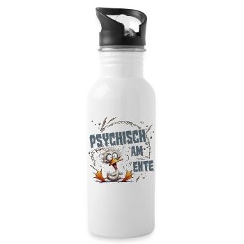 psychisch am ente lustige Sprüche Ente Wortwitz - Trinkflasche mit integriertem Trinkhalm - Weiß - Rechts