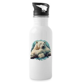 Polar Bear Eisbären Eisbär - Trinkflasche mit integriertem Trinkhalm - Weiß - Rechts