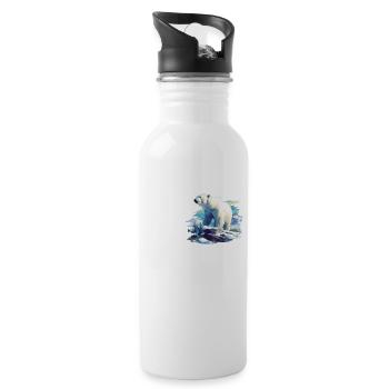 Polar Bear Eisbären Eisbär - Trinkflasche mit integriertem Trinkhalm - Weiß - Rechts