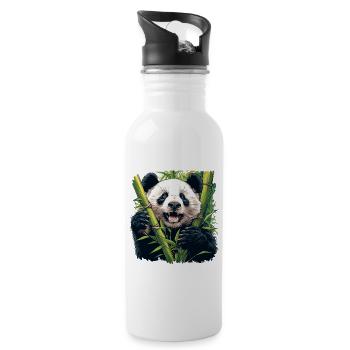 Giant Panda Große Pandas Großer Panda - Trinkflasche mit integriertem Trinkhalm - Weiß - Rechts