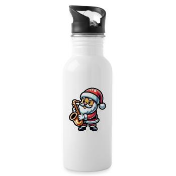 Le Père Noël joue du saxophone - Gourde avec paille intégrée - blanc - Droite