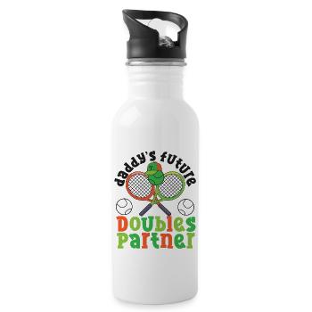 Drôle de joueur de tennis raquette papa - Gourde avec paille intégrée - blanc - Droite