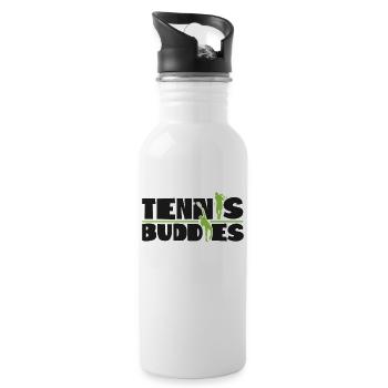 Funny Tennis Player Racket Besties - Water bottle with straw - white - Right