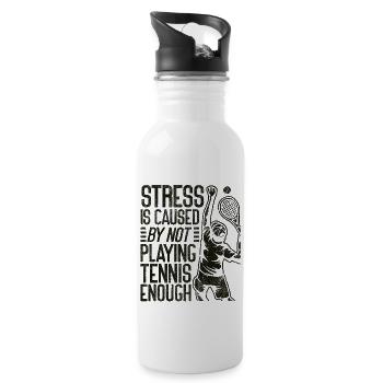 Funny Tennis Player Racket Stress - Trinkflasche mit integriertem Trinkhalm - Weiß - Rechts
