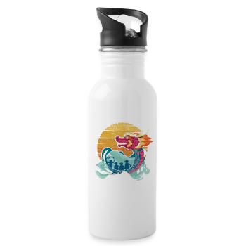 Retro Drummer Team Paddler Lover Dragon Boat - Water bottle with straw - white - Right