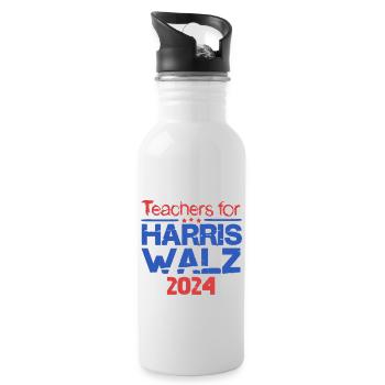 Lehrer für Harris Walz 2024 - Trinkflasche mit integriertem Trinkhalm - Weiß - Rechts