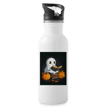 Cadeau d’Halloween Femmes Hommes Enfants Décoration - Gourde avec paille intégrée - blanc - Droite
