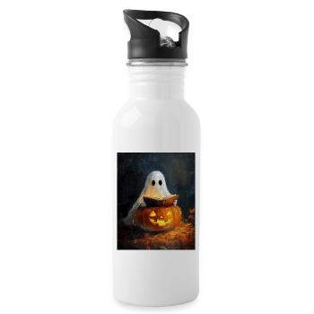 Cadeau d’Halloween Femmes Hommes Enfants Décoration - Gourde avec paille intégrée - blanc - Droite