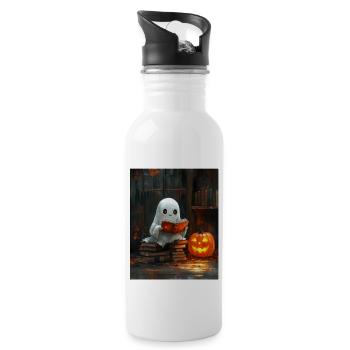 Cadeau d’Halloween Femmes Hommes Enfants Décoration - Gourde avec paille intégrée - blanc - Droite