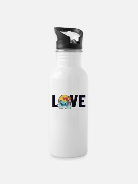 Liebe Trommler Team Paddler Liebhaber Drachenboot - Trinkflasche mit integriertem Trinkhalm - Weiß