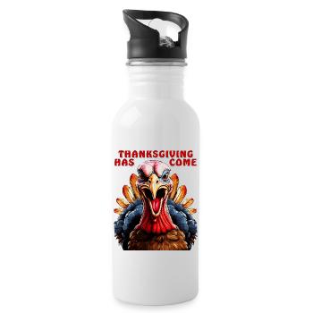 TURKEY THANKSGIVING HAS COME - Water bottle with straw - white - Right