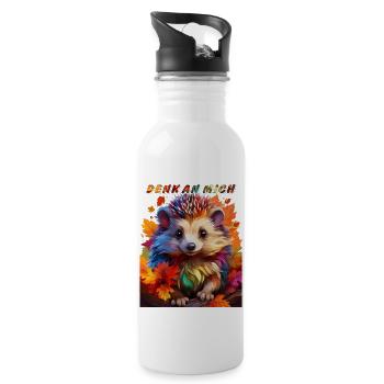 IGEL HERBST DENK AN MICH - Trinkflasche mit integriertem Trinkhalm - Weiß - Rechts