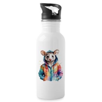 Sweat à capuche Opossum Imprimé de design d’animaux colorés - Gourde avec paille intégrée - blanc - Droite