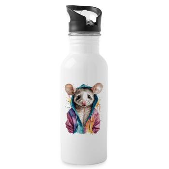 Sweat à capuche Opossum Imprimé de design d’animaux colorés - Gourde avec paille intégrée - blanc - Droite