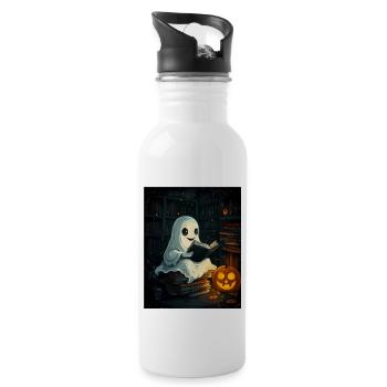 Cadeau d’Halloween Femmes Hommes Enfants Décoration - Gourde avec paille intégrée - blanc - Droite