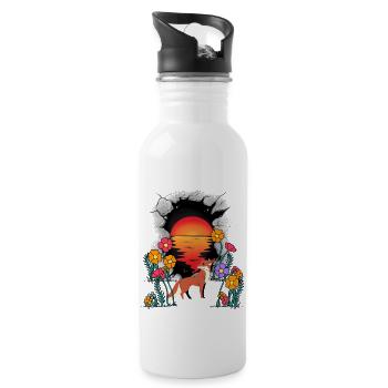 Nature Fox Foxes Fairy Tale Fairy Tale Character Children - Water bottle with straw - white - Right